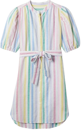 Linen-Cotton Puff Sleeve Mini Shirtdress | Gap