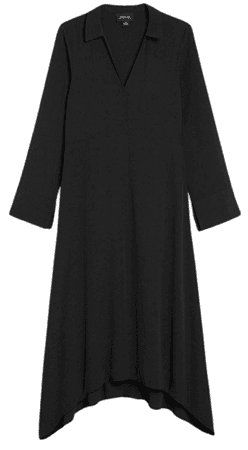 Asymmetric hem black shirt dress - Black - Monki WW