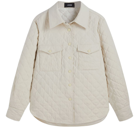 Collar Quilted Solid Pocket Top - Cider