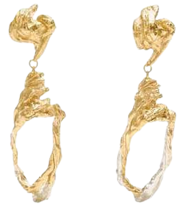 Loveness Lee Cephas Gold and Silver Textured Dangle Drop Earrings