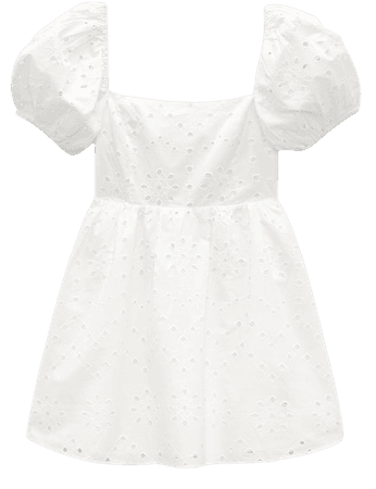 OPENWORK EMBROIDERED DRESS - White | ZARA United States