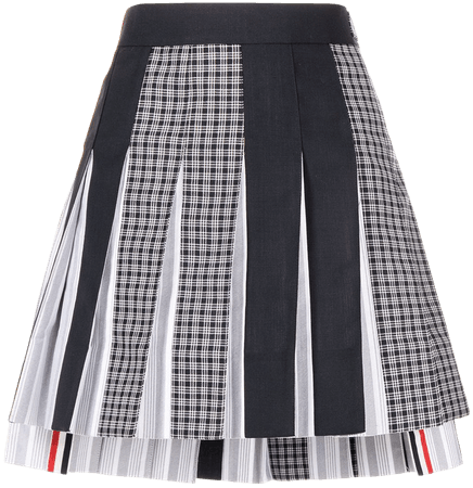 Thom Browne check-panel pleated skirt - FARFETCH