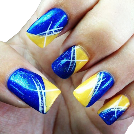 yellow and blue nails