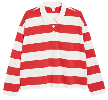 Point collar polo shirt - Red and white stripes - T-shirts - Monki WW