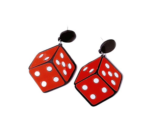 dice earrings red