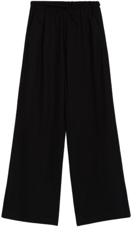 Wide-leg linen blend pants with gathered waist - Pants - Woman | Bershka