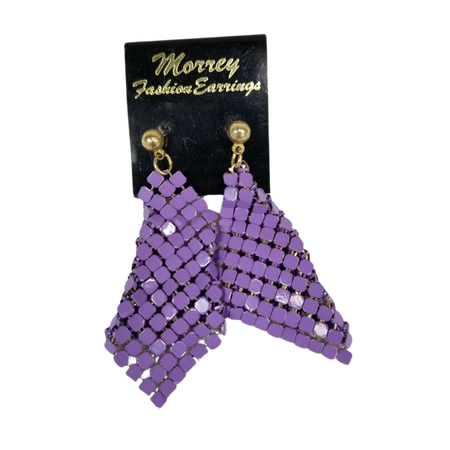80s Purple Mesh Earrings Valley Girl Pop Star Retro 1980s Vintage | eBay