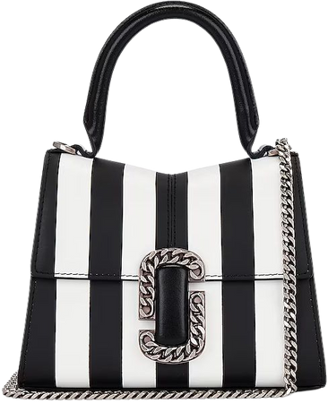 Marc Jacobs The Striped St. Marc Mini Top Handle in Black & White | REVOLVE