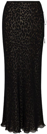 Gigi Panthera | Black leopard silk maxi skirt | Réalisation