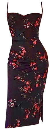 red and black floral dress png