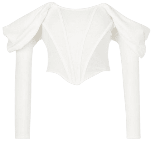 Draped Sleeve Boned Corset Top | boohoo white