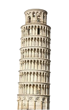 leaning tower of pizza cutout aesthetic mood