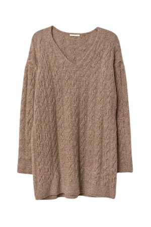 Cable-knit Sweater - Brown