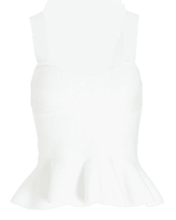 Body Contour Sleeveless Ruffle Peplum Sweater | Express