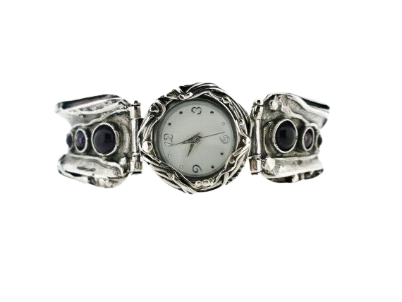 silver & black jewel antique bracelet watch