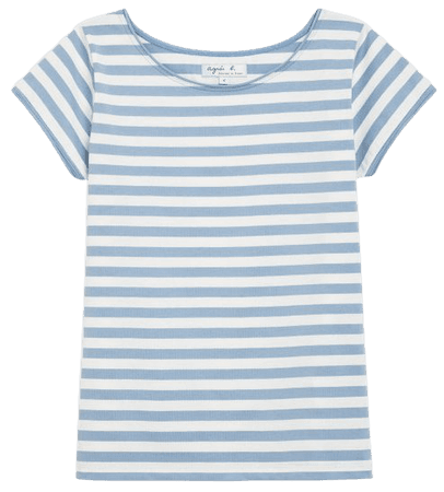 pastel blue and off white Australie t-shirt with stripes