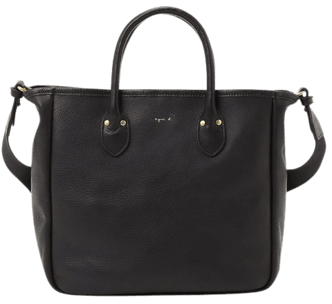 black grained leather tote bag