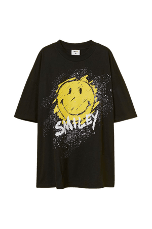 Oversized T-shirt - Black/Smiley - Ladies | H&M US