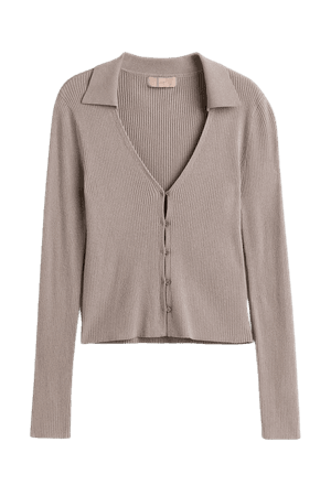 Rib-knit Cardigan - Taupe - Ladies | H&M US