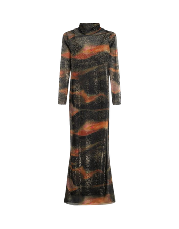 Long shimmery tulle printed long sleeve dress - Dresses - Women | Bershka