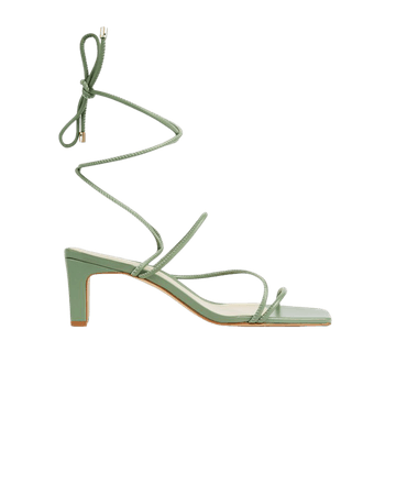 Square Toe Spaghetti Strap Mid Heeled Sandal - Green | Sandals | Ted Baker