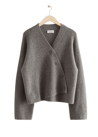 Relaxed Asymmetric Knit Cardigan - Mole - & Other Stories WW