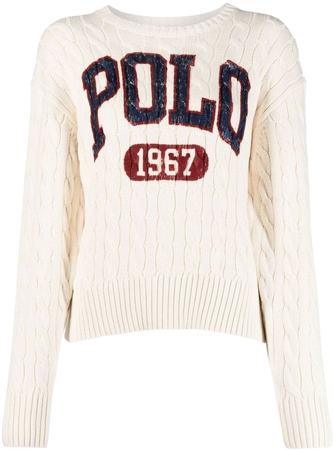Polo Ralph Lauren logo-print Cable Knit Jumper - Farfetch