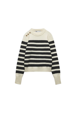 STRIPED KNIT SWEATER WITH GOLD BUTTONS - striped | ZARA United States