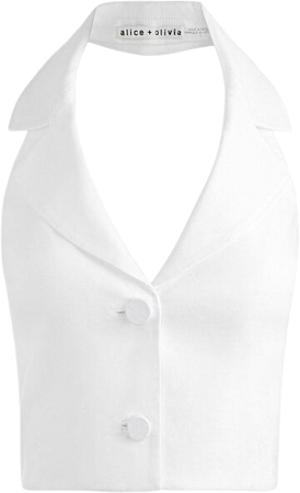Meri Cropped Halter Blazer Top In White | Alice And Olivia