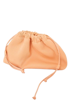 Peach Oversized Pleated Clutch Bag | PrettyLittleThing USA