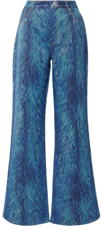 Embellished Fur Print Flared Jeans in Blue - Area | Mytheresa