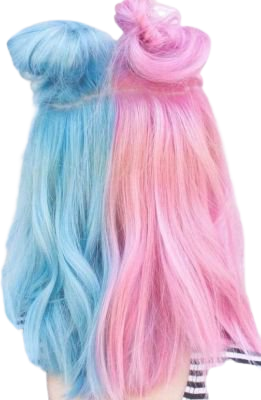 Half blue and half pink hair