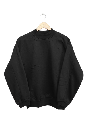 Black Sweatshirt - Distressed Sweatshirt - Oversized Pullover