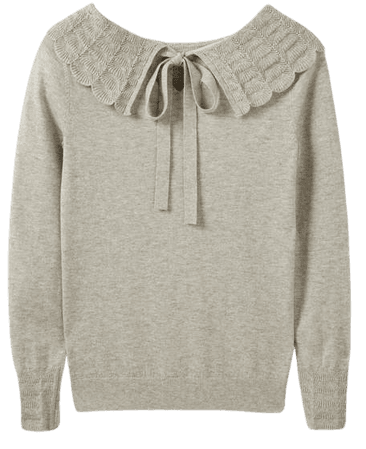 Tie Back Collar Sweater - Grey Melange | Boden US