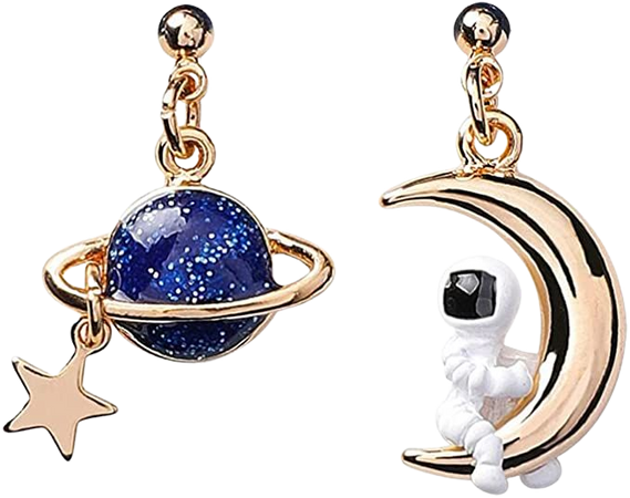 Amazon.com: Creative Cartoon Astronaut Stud Earrings Asymmetric Spaceman Star Moon Drop Earrings Cute Blue White 3D Astronaut Planet Charm Jewelry for Women Girls (Blue): Clothing, Shoes & Jewelry