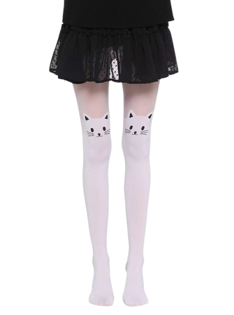 White Cat Faux Thigh High Tights | Hot Topic