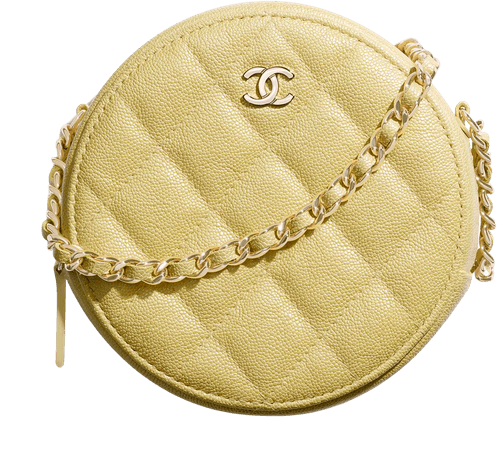 Iridescent Grained Calfskin & Gold-Tone Metal Yellow Classic Clutch with Chain | CHANEL