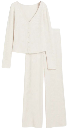 Ribbed Pajamas - Natural white - Ladies | H&M US