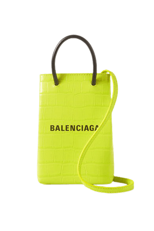 Shop Croc-effect Leather Shoulder Bag - Lime green