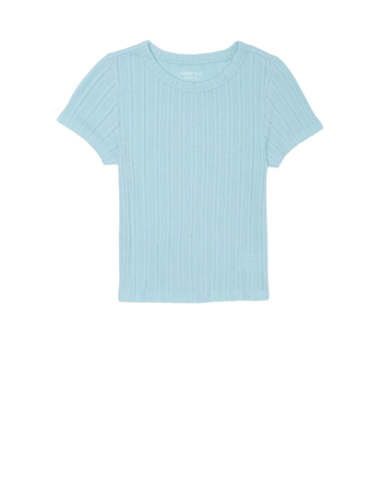 AE Cropped Pointelle-Knit Hey Baby Tee