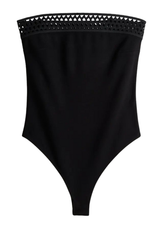 Lace-trimmed Bandeau Bodysuit - Black - Ladies | H&M US