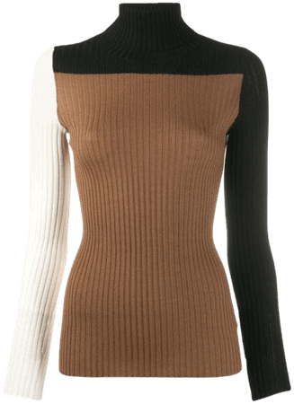 Shop brown & black Nude panelled ribbed jumper with Express Delivery - Farfetch
