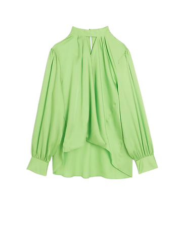 Green high neck wrap blouse | River Island