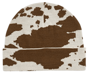 Fine knit beanie - Brown cow print - Hats - Monki WW