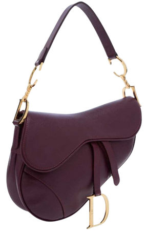 Dior plum leather saddle bag