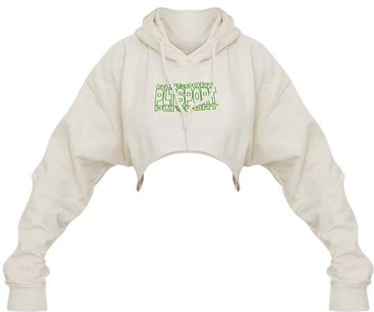 Prettylittlething Cream Extreme Cropped Hoodie | PrettyLittleThing USA
