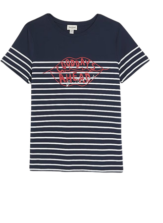 Navy stripe graphic t-shirt | River Island