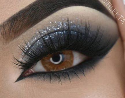 Black Silver Glitter eye makeup
