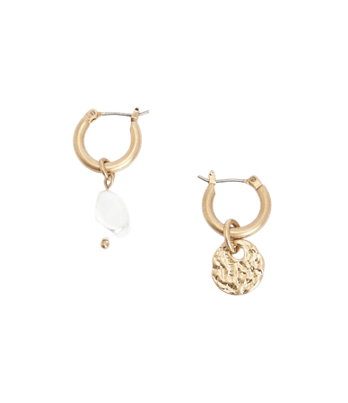 ALLSAINTS US: Womens Nola Mismatch Hoop Earrings (pearl_warm_brass)