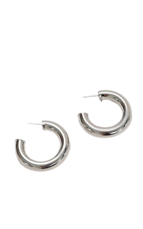 Silver Chunky Tubular Earrings | PrettyLittleThing USA